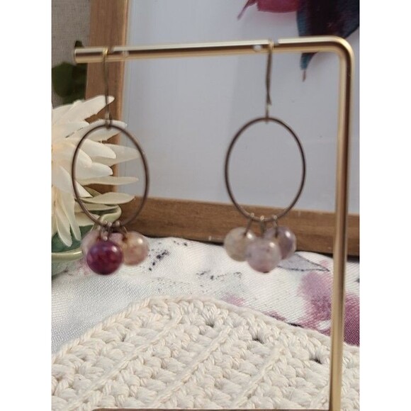 Handmade Tourmaline Earrings Dangle Beads Boho Gemstone Jewelry Gift - Picture 2 of 4